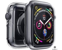 Strap-it Siliconen Case - Bescherming geschikt voor Apple Watch 4/5/6/SE case - Hoesje geschikt voor Apple Watch 44mm case - Transparant - iWatch cover voor maat 44 mm