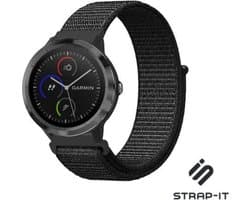 Strap-it Smartwatch bandje nylon - geschikt voor Garmin Vivoactive 4 45mm / Garmin Venu 2 - zwart