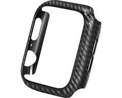 Hoesje geschikt voor Apple Watch 40MM - Hardcase - Screenprotector - Kunststof - Carbon Look