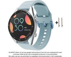 Baby Blauw / Lichtblauw Siliconen Bandje geschikt voor bepaalde 22mm smartwatches van verschillende bekende merken (zie lijst met compatibele modellen in producttekst) - Maat: zie maatfoto – 22 mm baby blue rubber smartwatch strap