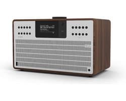 Revo SuperCD - Walnoot/Zilver | CD-speler - Dab Radio - Internetradio - USB - Bluetooth AptX