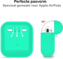 Hoesje - Geschikt voor Apple Airpods 1 - Siliconen Hoes met Clip - Silicone Case Cover - Turquoise — thumbnail 4