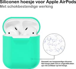 Hoesje - Geschikt voor Apple Airpods 1 - Siliconen Hoes met Clip - Silicone Case Cover - Turquoise — thumbnail 3