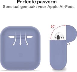 Hoesje - Geschikt voor Apple Airpods 2 - Siliconen Hoes met Clip - Silicone Case Cover - Lila — thumbnail 4