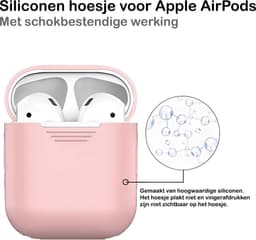 Hoesje - Geschikt voor Apple Airpods 1 - Siliconen Hoes met Clip - Silicone Case Cover - Lichtroze — thumbnail 3