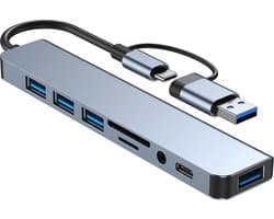 8-in-1 USB C Adapter, 100W PD Opladen, USB 3.0, SD/TF-Kaartlezer, Dockingstation voor MacBook Pro/Air, Chromebook en Type-C Laptops