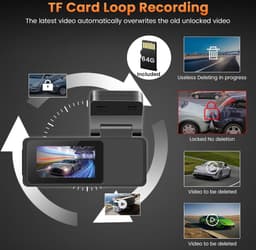 Voorste Auto WiFi Dashcam 2 Inch Scherm 150° Groothoek 1080P 64G SD-kaart Night Vision ADAS Loop Opname — thumbnail 2