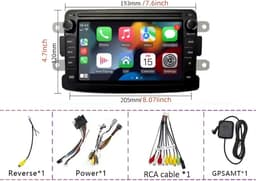 geschikt voor Dacia & Renault | Logan, Dokker, Duster, Sandero, Lodgy, Capture, Symbol | 2010 - 2020 | Carplay & Android auto | 1GB & 32GB | Autoradio met navigatie | Radio scherm | 2010 2011 2012 2013 2014 2015 2016 2017 2018 2019 2020 — thumbnail 3