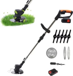 J&R Electrische grasmaaier - Bosmaaier - Grasmaaier - Draagbare Elektrisch Grasmaaiers - met 1 Accu - Zwart — thumbnail 1
