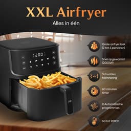 JAP Appliances Ascension - Airfryer XL - Heteluchtfriteuse XXL - 2000W - 7,6L Inhoud - 60ºC tot 200ºC - Zwart — thumbnail 3