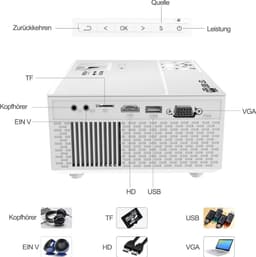 Equivera Mini Beamer - Draagbare Beamer - Beamer - Mini Beamer Projector - Projector - Mini Projector — thumbnail 2