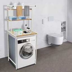 Mygroot - Wasmachine Rek - 3 laags - Robuust - Vochtbestendig - Badkamer organizer - Ruimtebesparend - Staand opbergrek - 69 x 60 x 177 cm - Zwart — thumbnail 4