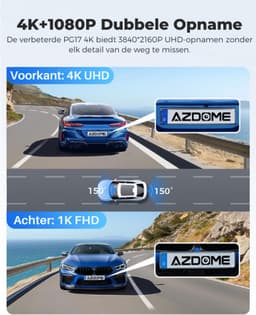 AZDOME® Dashcam Voor Auto - Dashcam Voor Auto Full HD GPS - Dual Dashcam Voor Auto - Dashcam Auto Met Nachtzicht - Dashcam Auto - Dashcam Voor Auto Voor en Achter - Dashcam Auto Voor en Achter - Dashcam Voor Auto Met Wifi - Dashcam Wifi — thumbnail 3