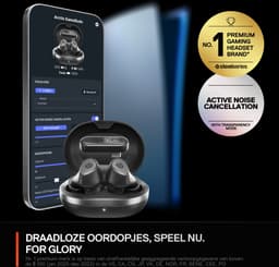 Arctis GameBuds — Zwart — Quick-Switch 2.4-GHz + Bluetooth 5.3 — Actieve Noisecancellation — Mobiele app met audiopresets — Waterbestendig IP55 — 40 uur accuduur met Qi-oplaadcase — PC, PS4 & PS5 — thumbnail 10