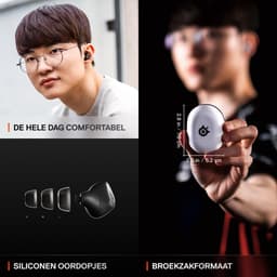 Arctis GameBuds — Zwart — Quick-Switch 2.4-GHz + Bluetooth 5.3 — Actieve Noisecancellation — Mobiele app met audiopresets — Waterbestendig IP55 — 40 uur accuduur met Qi-oplaadcase — PC, PS4 & PS5 — thumbnail 4