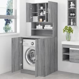 Wasmachine ombouw - Kast - Opbouwmeubel - Verhoger - Wasmachine meubel - Opbergkast - Hout - Grijs Sonoma — thumbnail 4
