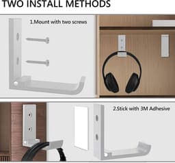Opvouwbare koptelefoonstandaard muurbevestiging - aluminium muurhaak - 1 kg tape - 20 kg schroeven - hoofdbandbeschermer (5 stuks) — thumbnail 4