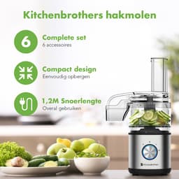 KitchenBrothers Foodprocessor - 5 in 1 Multifunctioneel Model - Hakmolen - Groentesnijder - BPA Vrij - 0,5L - Keukenmachine - Uiensnijder - Zwart — thumbnail 4