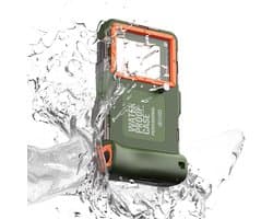 Waterdichte Telefoonhoes Universele Smartphone Duiken Cover - Zwemmen Snorkelen Onderwater - iPhone 14 Pro Max 13 11 Samsung S23 Ultra S22 S9 Huawei Google OnePlus Xiaomi Motorola - Legergroen/ Oranje