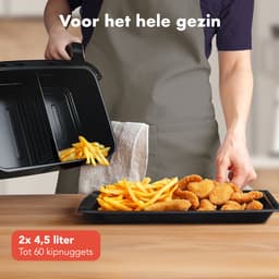 KitchenBrothers Dubbele Airfryer - PFAS-Vrij - 2400W - Dual Zone - 9L - Snackverdeler - Heteluchtfriteuse - Airfryer XXL - 10 Kookprogramma's - Zwart — thumbnail 6