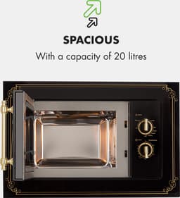 Klarstein Magnetron Victoria 20 inbouw retro, 20 L, 800 W Mikrowellen /1000 W grillvermogen, 3 Kombi functies, rvs, . Einbaurahmen, zwart - voor Keuken - Microwave - Combimagnetron - Microgolfoven — thumbnail 16