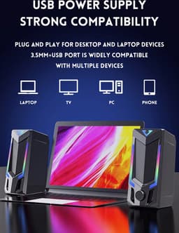 Pc Speakers - Bluetooth - Usb - Gaming - Voor Computer - Desktop - TV - Speakerset - Met Led Licht - Surround - Soundbar - Muziek — thumbnail 3