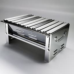 Opvouwbare BBQ - Draagbare opvouwbare grill met rooster - Portable Vouw Barbecue met Tas - Festival BBQ - Camping - Zomer - Park - Rechthoekig - 40 x 27 x 20 cm - Chroom — thumbnail 1