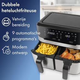 Hete Lucht Friteuse 9 Liter met Dubbele Kamer - XXL Frituurpan met Touchscreen en 9 Programma's — thumbnail 5