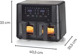 Equivera Dubbele Airfryer - Dubbele Mand - Dual Cook - Heteluchtfriteuse - Verschillende Programma's - Dual Zone - Mega — thumbnail 2