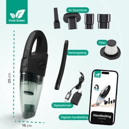 Kruimelzuiger Snoerloos - Handstofzuiger met 5 opzetstukken - Kruimelzuiger - Zwart - Vivid Green — thumbnail 7