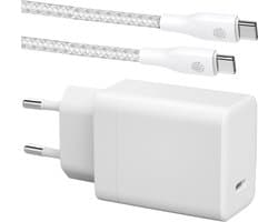 65W Voedingsadapter met USB-C Kabel 2 Meter - Laptop Oplader USB C - Geschikt voor Dell XPS, Lenovo, HP EliteBook, MacBook Air, MacBook Pro, iPhone 15, S24 Ultra, Samsung Fold 6, Flip 6