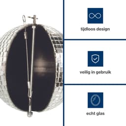 HQ-Power Disco spiegelbol Ø 20 cm, spectaculaire lichteffecten voor feestjes, veilig ophangsysteem en facetglas, dansvloer accessoire voor disco en meer — thumbnail 2