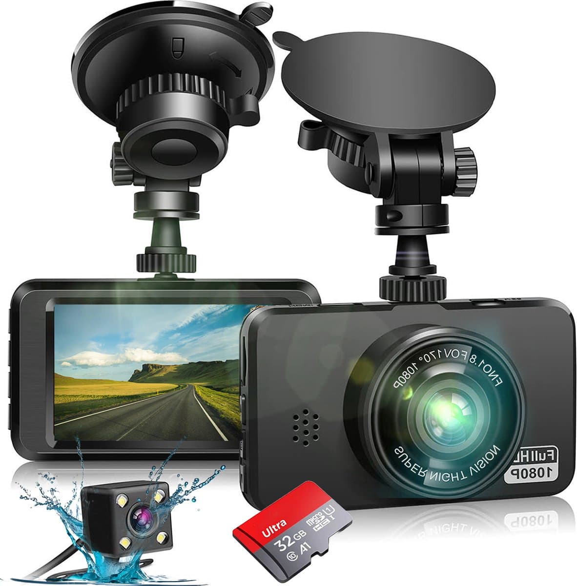 MKSS® Dual Dashcam - Dashcam voor Auto - Dashcams - Zwart — afbeelding 1