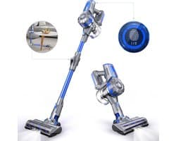 SteeFly® Draadloze steelstofzuiger 12kPa - 0.8L - 6x 2600mAh accu - 4-in-1 design - 180° draaibaar - Touchscreen - Blauw