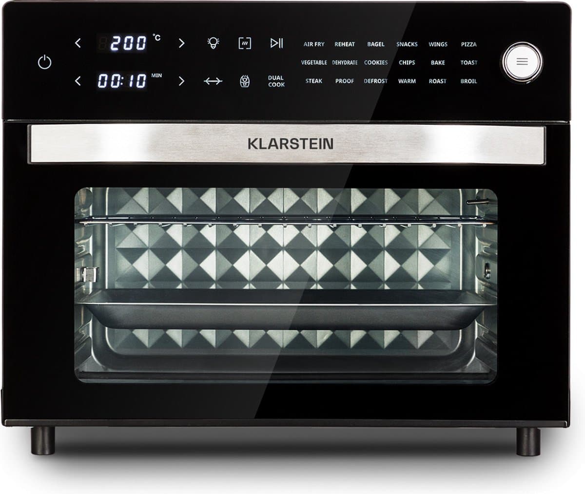 Klarstein Vigor Air XXL heteluchtfriteuse, 1800 W, 30 liter inhoud, 18 programma's, boven- en onderwarmte, zwart — afbeelding 1
