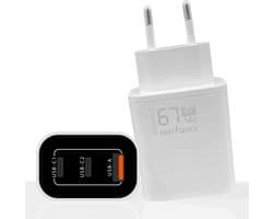 USB C Adapter 3 poorten 67W - Oplader - Snellader - USB C Laptop Oplader - Adapter USB C - USB C Lader – Universeel