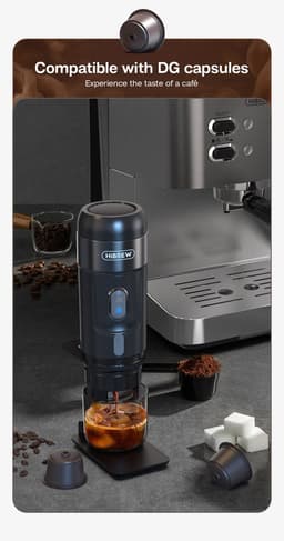 HiBREW H4A-kit 80W draagbare autokoffiezetapparaat met standaard, DC 12V 15 bar extractie, warm / koud 3-in-1 capsule-koffiezetapparaat - zwart — thumbnail 5