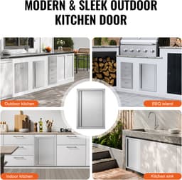 Barbecuedeur, 432 X 610 mm, Enkele Deur voor Buitenkeuken. Roestvrij Staal Inbouw, Verticale Wanddeur met Intrekbare Handgreep, Ideaal voor Barbecue-Eilanden — thumbnail 2