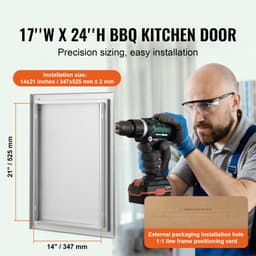 Barbecuedeur, 432 X 610 mm, Enkele Deur voor Buitenkeuken. Roestvrij Staal Inbouw, Verticale Wanddeur met Intrekbare Handgreep, Ideaal voor Barbecue-Eilanden — thumbnail 3