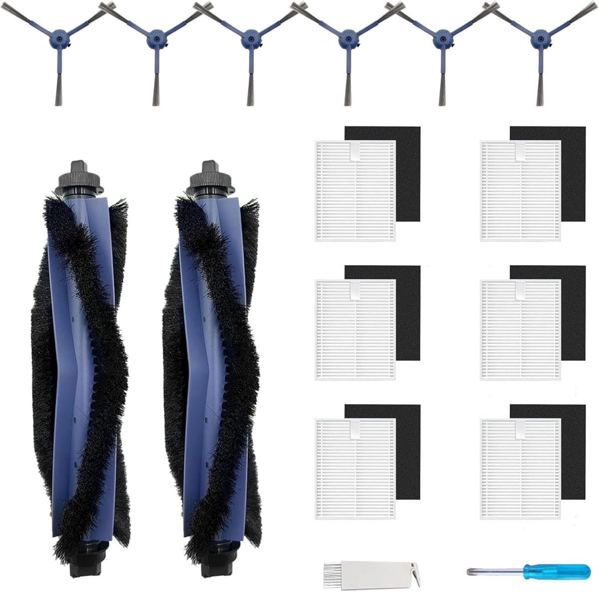14-delige accessoireset geschikt voor Eufy G50/G50 Hybrid/L60/L60 SES/L60 Hybrid/L60 Hybrid SES/L50/L50 Ses, accessoireset met 2 hoofdborstels, 6 zijborstels, 6 filters (met spons) — afbeelding 1
