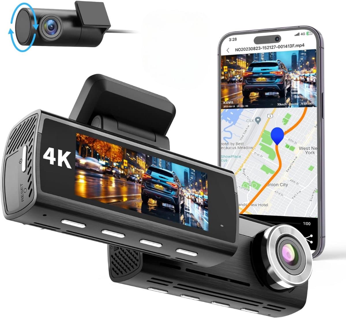 Dashcam - Daschcams - Auto - Camera - Vooruit - Achteruit - Video - Autobeveiliging - Parkeerbeveiliging - Recording - Dag en Nacht - Schadepreventie — afbeelding 1