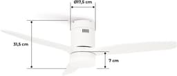 CREATE - Plafondventilator 40W silent Ø132 cm 100% hout - Met Verlichting drie temperaturen - Met Afstandsbediening - 6 Snelheden - Timer - Zomer/Winter functie - Wit - WIND CALM LINE — thumbnail 2