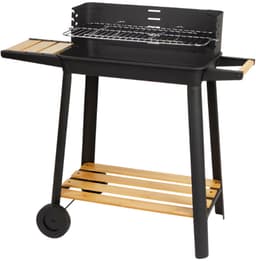 Houtskool Barbecue met Wielen Hout - BBQ Zwart — thumbnail 1