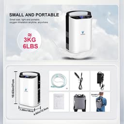 Zuurstofmachine - Zuurstofapparaat - Zuurstofconcentrator – Draagbare Zuurstofmachine – Pulsstroom – 5 Liter – 93% ± 3% Zuiverheid – Instelbare Flow – Thuisgebruik – Auto – Buiten – Compact – Stil – EU Stekker – Lichtgewicht — thumbnail 3