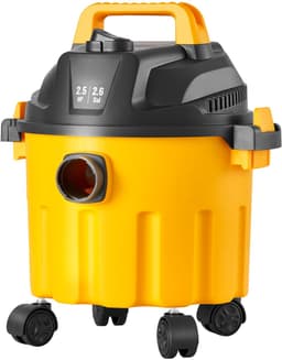 Nat-/droogzuiger voor werkplaatsen, 10 l inhoud, 2 pk piekvermogen, krachtige zuig- en blaasfunctie met zuigmond en wielen, draagbare stofzuiger, geel — thumbnail 2