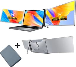 Stemap® Portable Monitor Triple - Full HD - Geschikt Voor 14” / 17,3” Tri-Screen - Laptop Scherm Uitbreider - Inclusief Beschermhoes en Kabels - 2 Jaar Garantie — thumbnail 1
