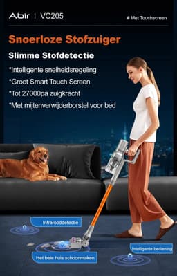 Draadloze Stofzuiger - Snoerloze Stofzuiger - Zonder Zak - 27000Pa - Met Stof Detector - Touchscreen Display — thumbnail 5
