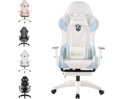 FOXSPORT Game Stoel - PC-bureaustoel met voetsteun - verstelbare gamingstoel - met hoofdsteun en lendenkussen - Ergonomisch Bureaustoel - 360° draaistoel - Blauw