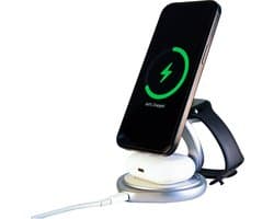 Tsunova - Draadloze 3-1 oplader - Draaibaar oplaadstation - 15W Snellader - Opvouwbaar - Zilver