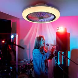 LuxiLamps - LED Ventilator Plafondlamp - Smart Lamp Plafondventilator - RGB - 12 Kleuren - Met Dimmer - 50 cm - 6 Standen Ventilator - Keuken Lamp - Woonkamerlamp - Moderne Lamp — thumbnail 4